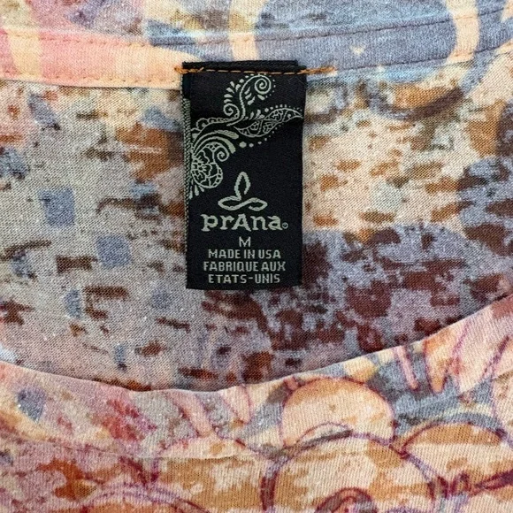 Prana Lottie Burnout Long Sleeve Top - Multi Pink Orange Boho Graphic Size M - Picture 4 of 6